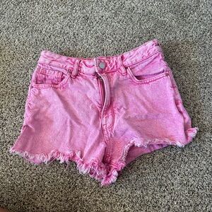 PacSun Vibrant Pink Frayed Jean Shorts